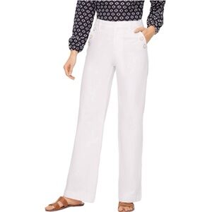 Talbots Plus Size 22W White Wide Leg High Rise Sailor Jeans Women